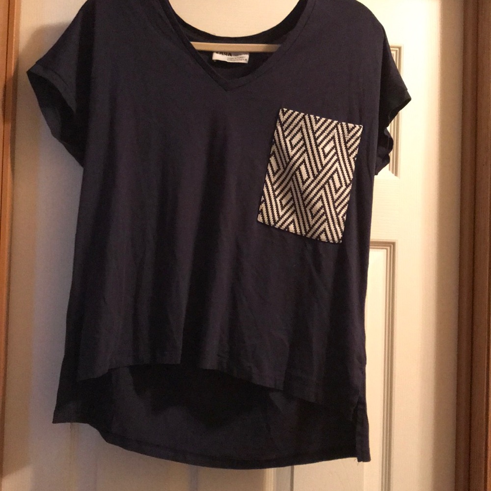 Zara Navy Pockrt T-shirt